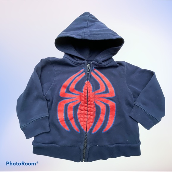 Marvel Hoodie Boys 12-18 Months Blue Graphic Zip-up Spider-Man Sweatshirt - Picture 1 of 10